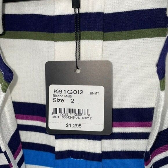 ST. JOHN Womens Size 2 Open Front Striped Blazer Jacket - Picture 6 of 8